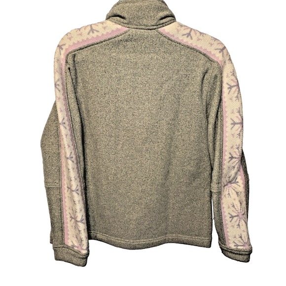 Woolrich Gray Sweater Fleece Snowflake Theme 1/2 Zip Unisex Women's Size M - Picture 2 of 10